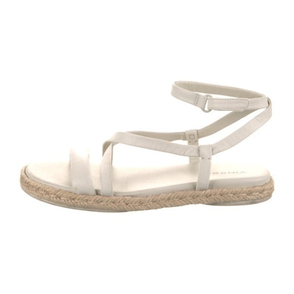 VINCE Womens Ivory Strappy Ankle Strap Adjustable Leather Dress Espadrille Shoes